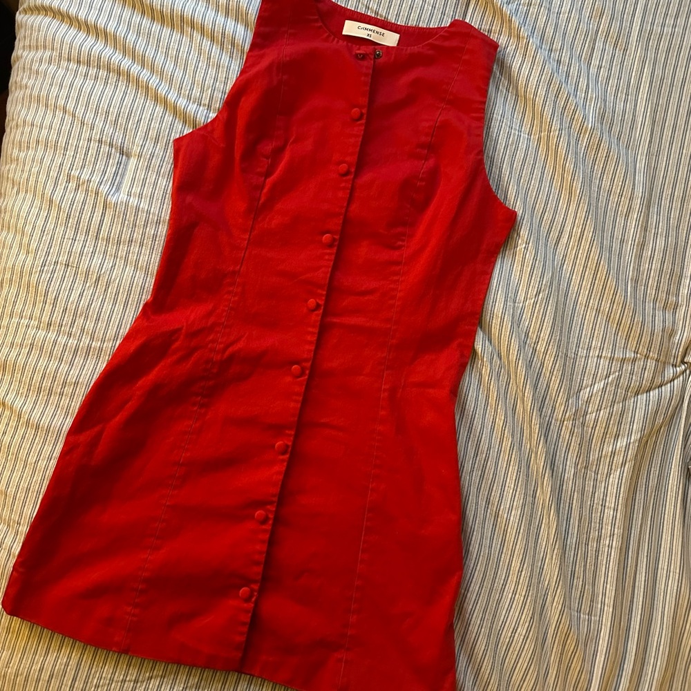 Commense Red Button-Up Mini Dress - Picture 4 of 6